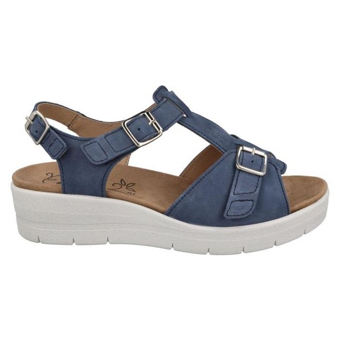 Women's Wide Fit DB Francesca Sandals in Blue Nubuck - Image 1