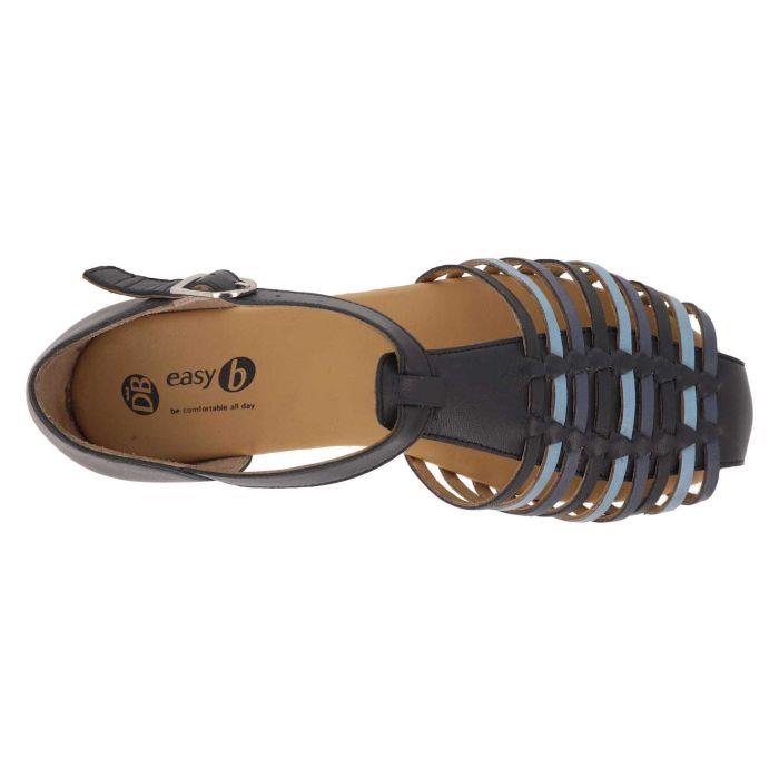 Women's Wide Fit DB Bella Sandals in Black Leather - Image 8