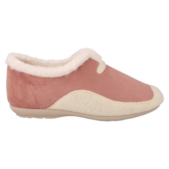 Women's Wide Fit DB Jodie Slip on Slippers in Pink Suedette / Grey Felt - Image 3