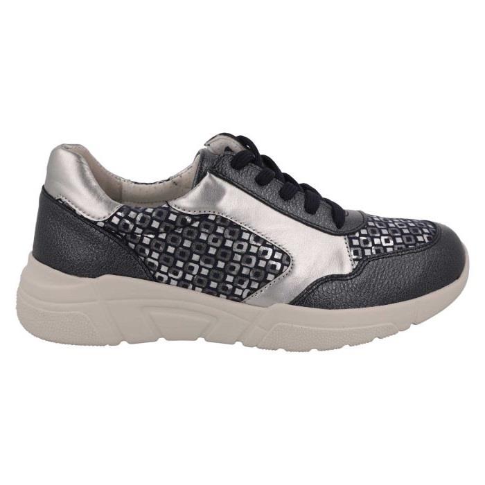 Women's Wide Fit DB Lauren Trainers in Navy / Silver / Leather / Multi - Image 2