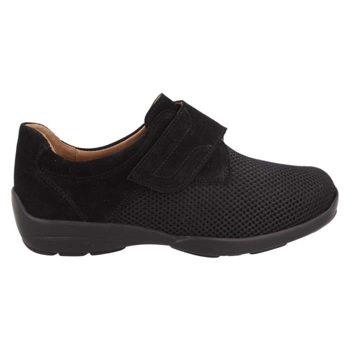 Women's Wide Fit DB Solitaire Trainers in Black Stretch / Black Suede - Image 2
