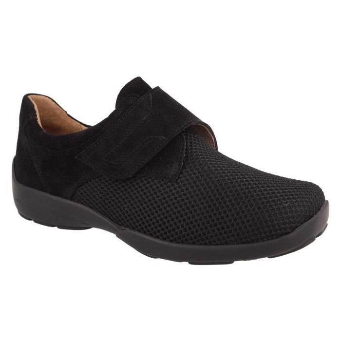 Women's Wide Fit DB Solitaire Trainers in Black Stretch / Black Suede - Image 1