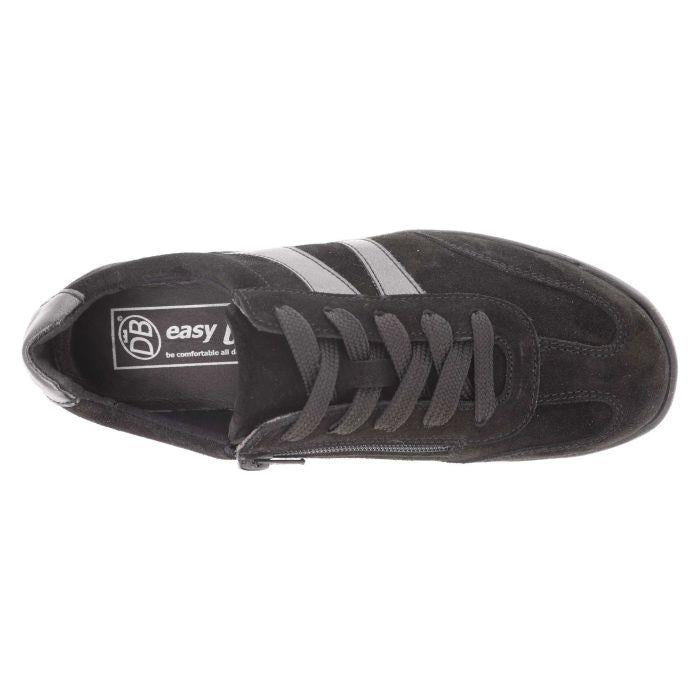 Women's Wide Fit DB Hannah Lace Up Trainers in Black Suede - Image 5