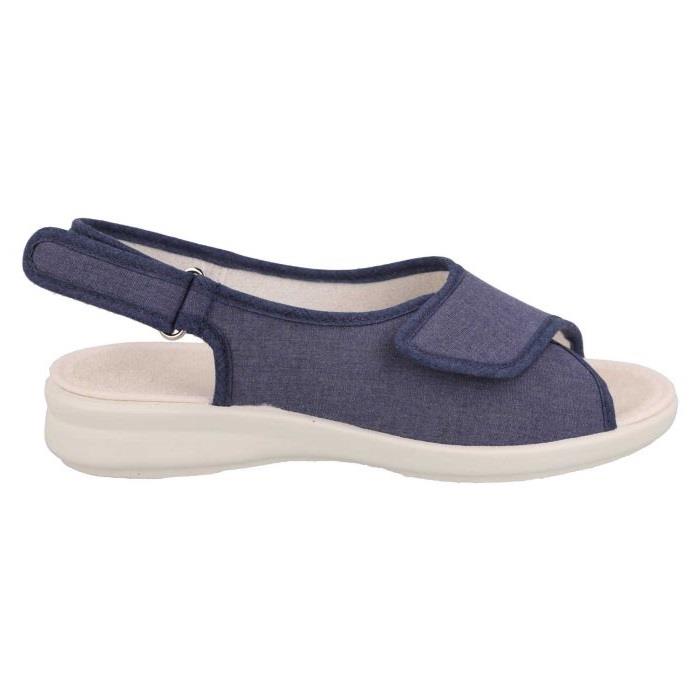 Women's Wide Fit DB Lobelia Sandals in Denim Blue Canvas - Image 1