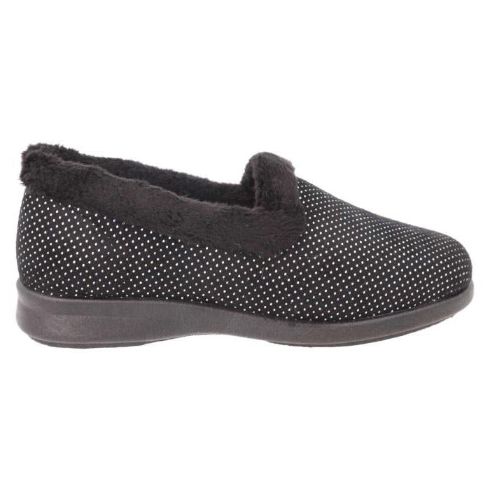 Women's Wide Fit DB Betony Slippers in Rose Velour / Shiny Dot - Image 2