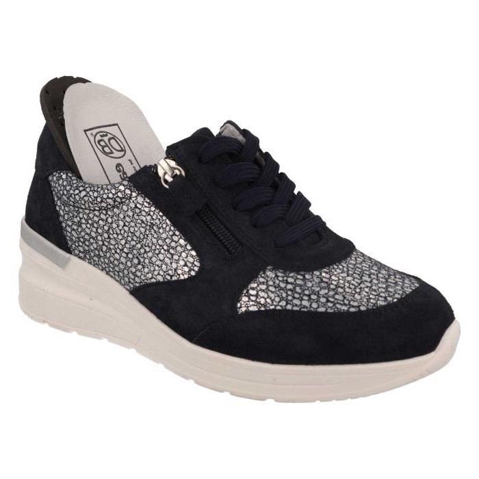 Women's Wide Fit DB Bilberry Trainers in Navy Suede - Image 6