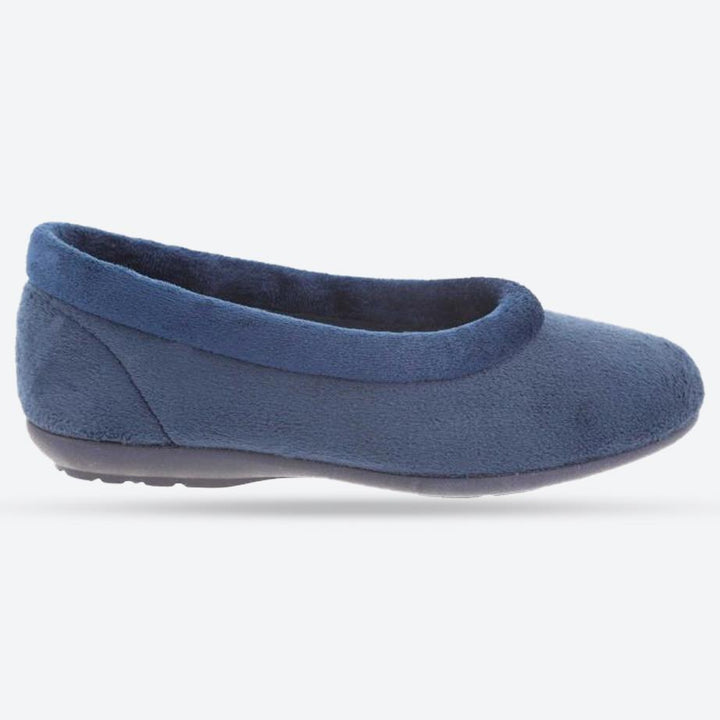 Women's Wide Fit DB Jade Slippers in Green Velour - Image 1