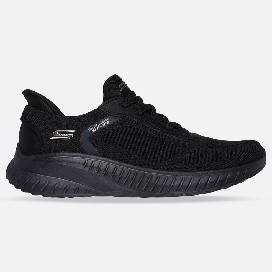 Women's Wide Fit Skechers Slip-ins 117497 Waves Bobs Sport Squad Trainers in Black - Image 1