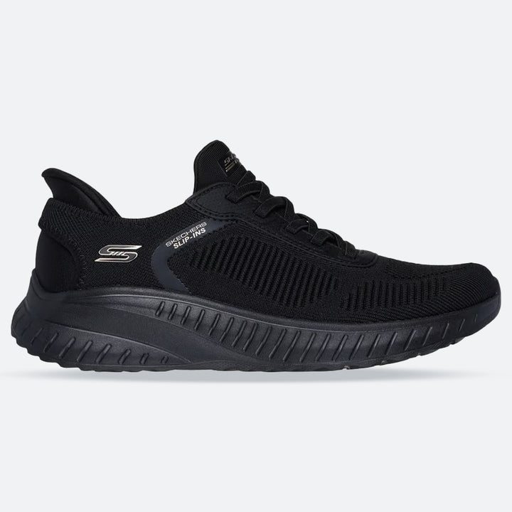Women's Wide Fit Skechers Slip-ins 117497 Waves Bobs Sport Squad Trainers in Black - Image 1