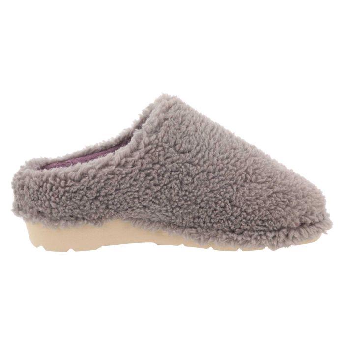 Women's Wide Fit DB Tatum Mule Slippers in Grey Fleece - Image 1