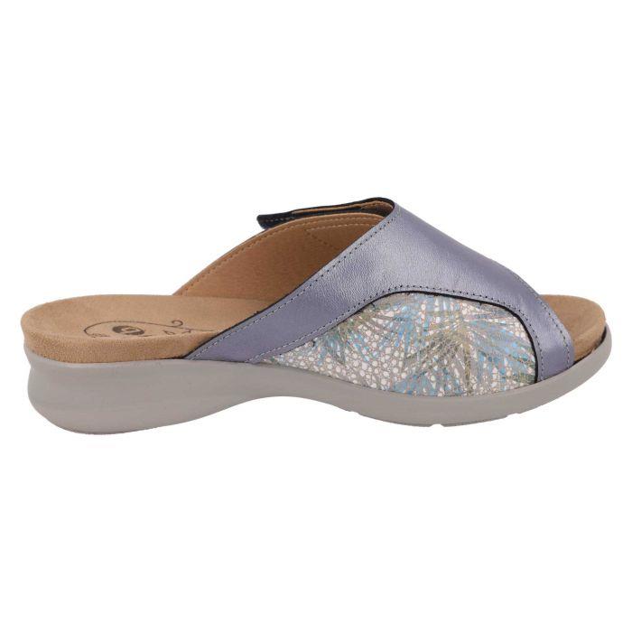 Women's Wide Fit DB Kiera Mule Sandals in Blue / Multi Stretch Leather - Image 4