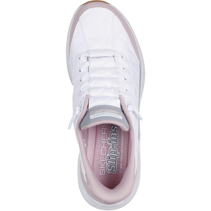 Women's Wide Fit Skechers 150404 Slip-ins Contour Foam Cozy Fit Trainers in White/Lavender - Image 1