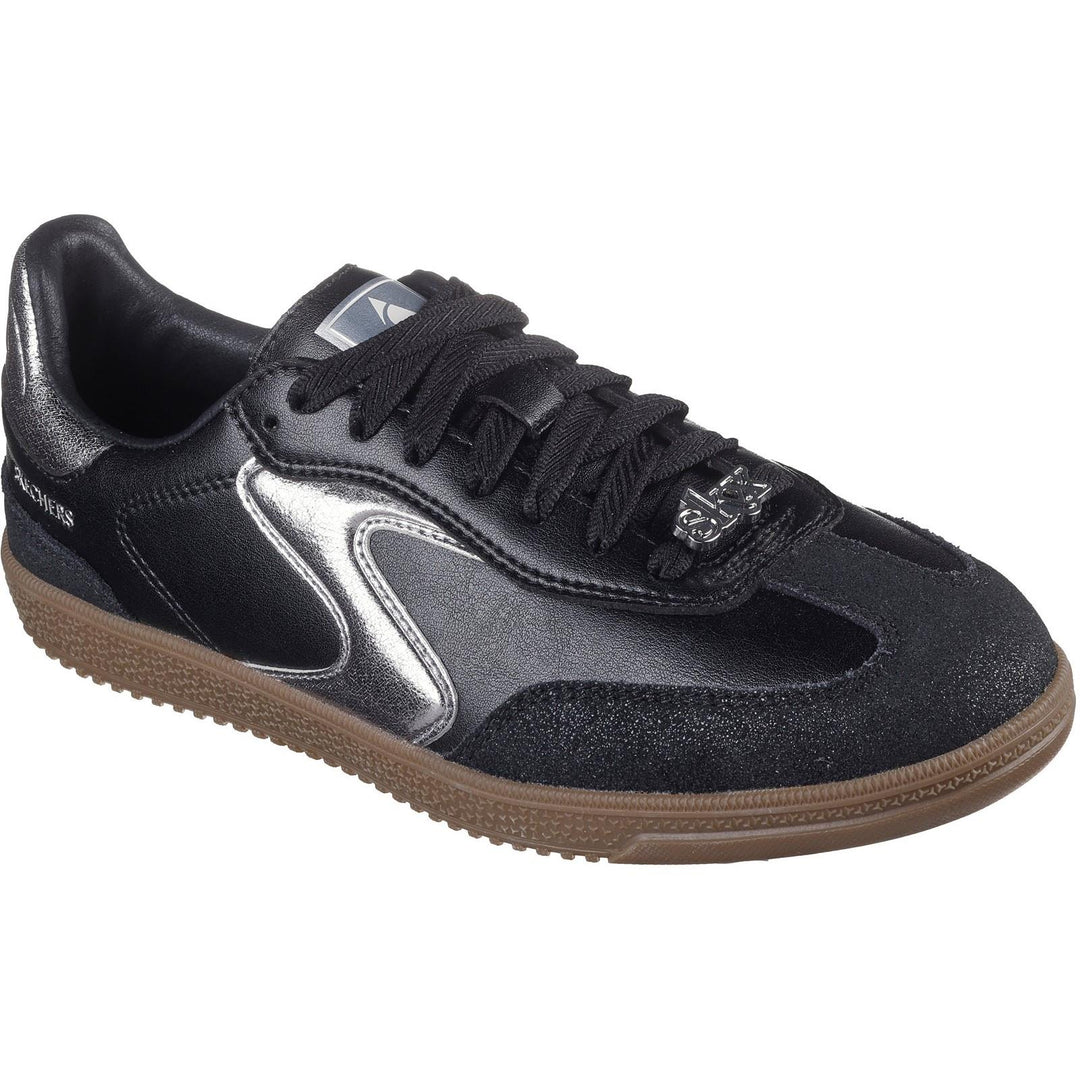 Women's Wide Fit Skechers 185236 Hotshot Cool Glow Trainers in Black/Silver - Image 3