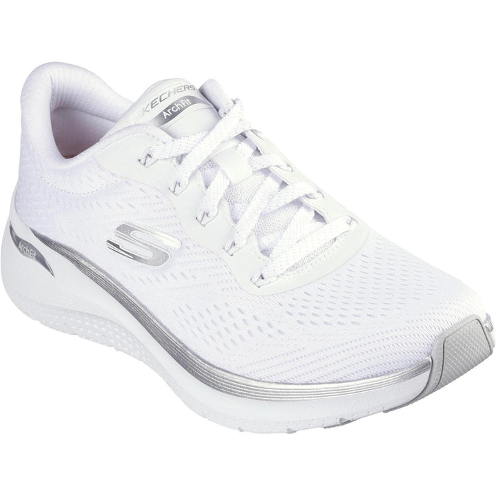 Women's Wide Fit Skechers Arch Fit 150067 2.0 Glow The Distance Trainers in Black/Rose Gold - Image 1