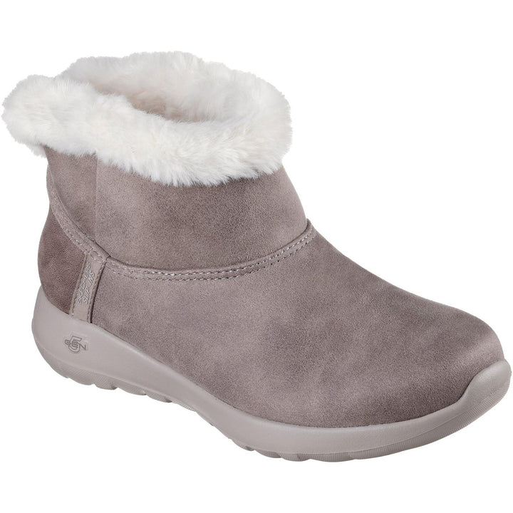 Women's Wide Fit Skechers 144800 Slip-ins On The Go Joy Cozy Dream Boots in Black - Image 1