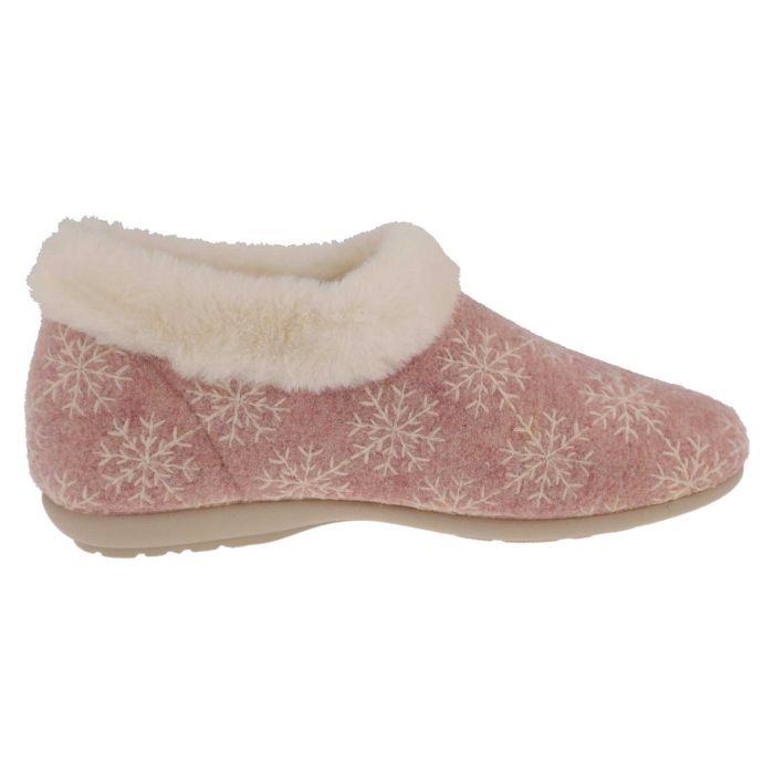 Women's Wide Fit DB Libby Slippers in Navy / White Snowflake - Image 1