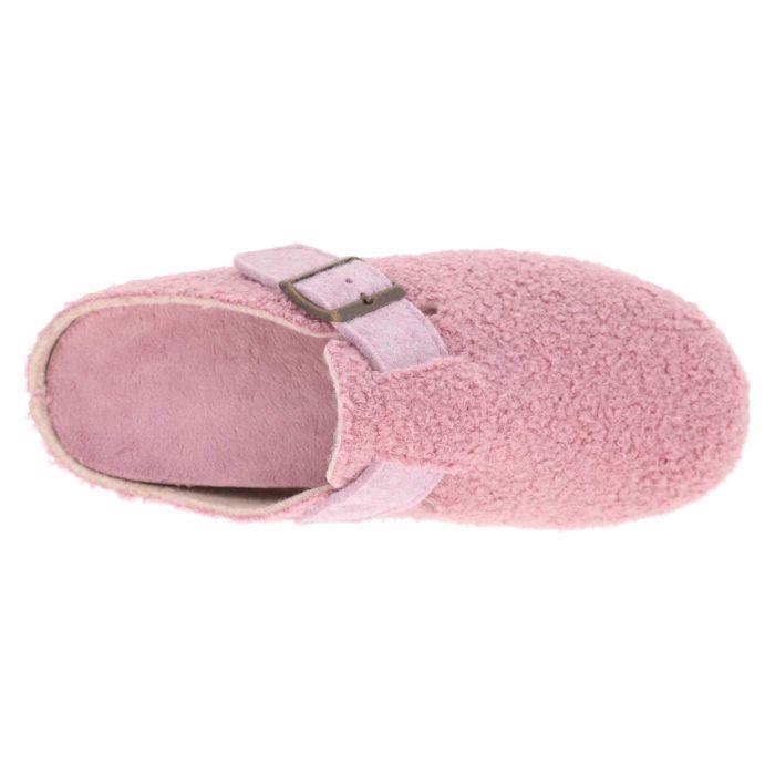 Women's Wide Fit DB Gill Buckle Mule Slippers in Pink Fleece - Image 5