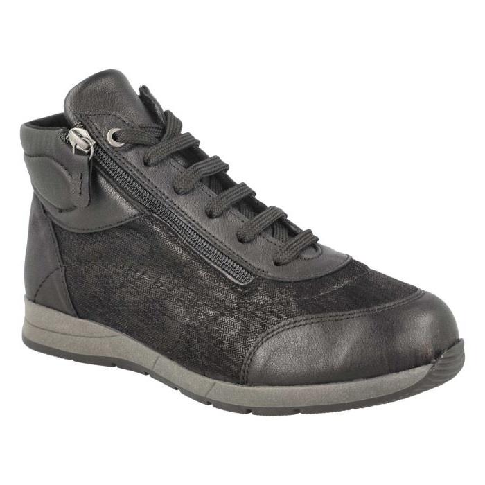 Women's Wide Fit DB Larkspur Boots in Black Leather / Stretch - Image 3