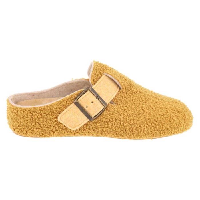 Women's Wide Fit DB Gill Buckle Mule Slippers in Pink Fleece - Image 1