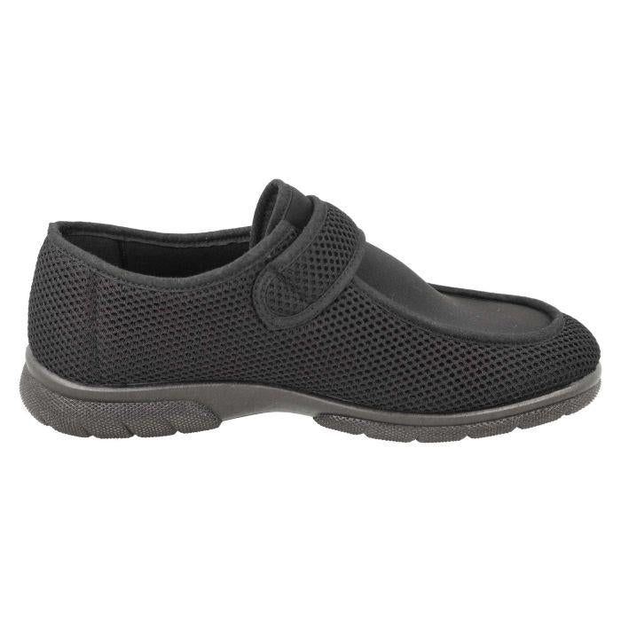 Men's Wide Fit DB Jamie Shoes in Black Stretch Textile - Image 1