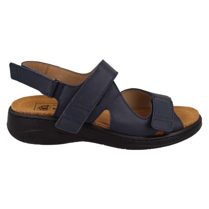 Women's Wide Fit DB Mallow Sandals in Navy Leather - Image 1