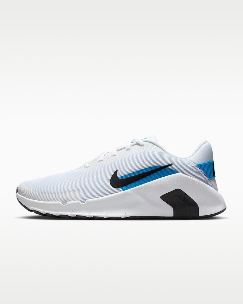 Men's Wide Fit Nike Flex HV9977-101 Running Trainers in White/Black Blue - Image 3