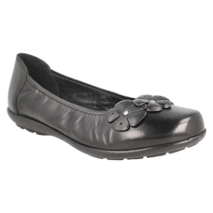 Women's Wide Fit DB Imani Ballet Pumps in Black Leather - Image 3