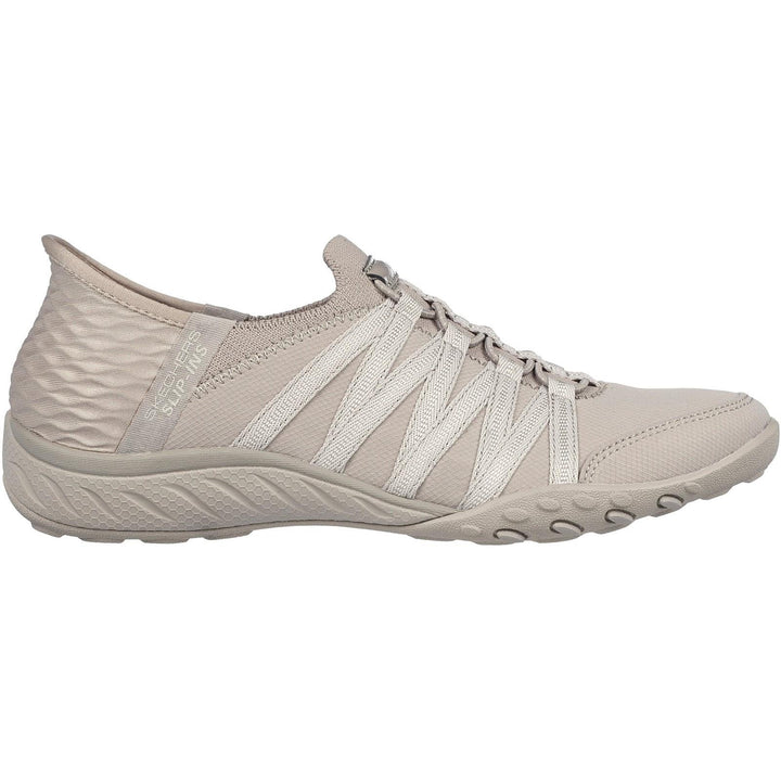 Women's Wide Fit Skechers 100593 Breathe Easy Roll With Me Shoes - Taupe in Taupe - Image 1