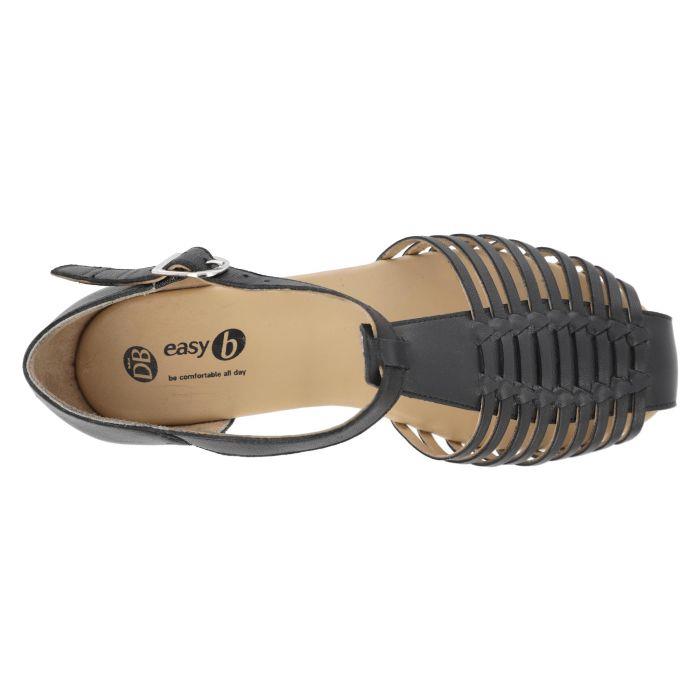 Women's Wide Fit DB Bella Sandals in Black Leather - Image 5