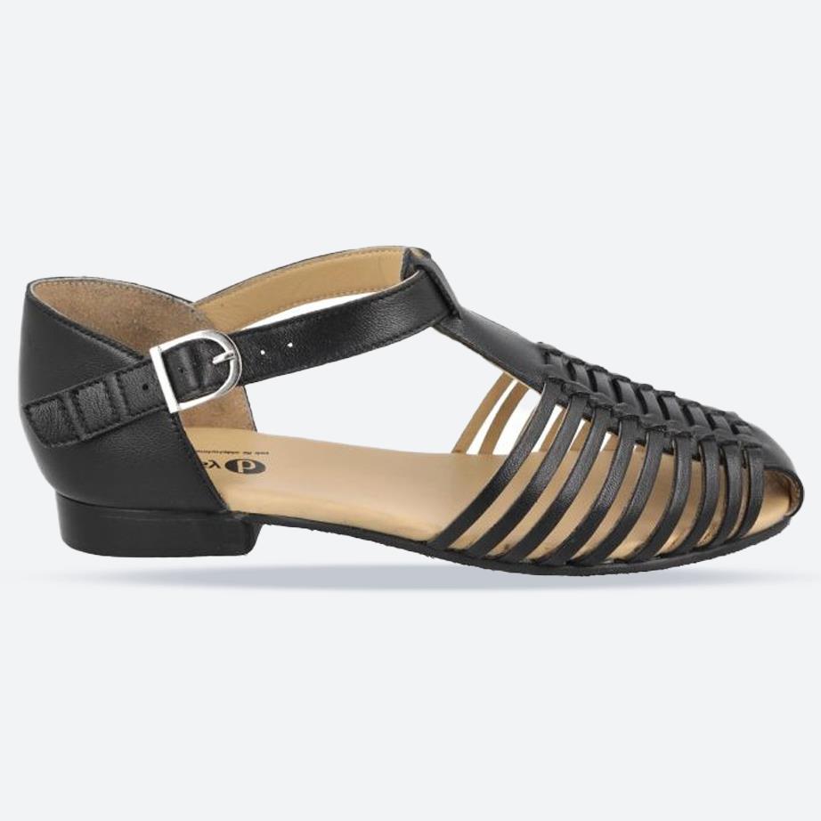 Women's Wide Fit DB Bella Sandals in Black Leather - Image 1