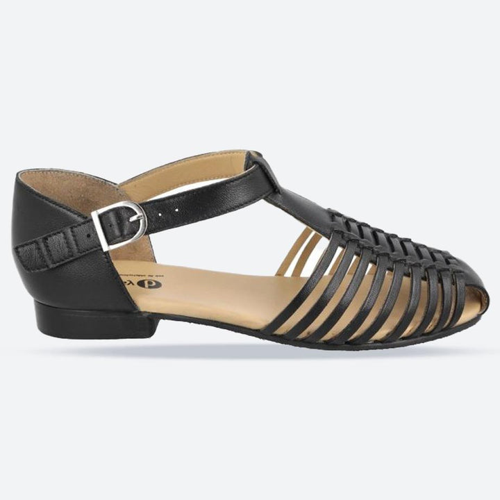 Women's Wide Fit DB Bella Sandals in Black Leather - Image 1