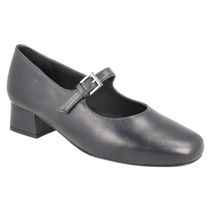 Women's Wide Fit DB Sirius Court Shoes in Black Leather - Image 1
