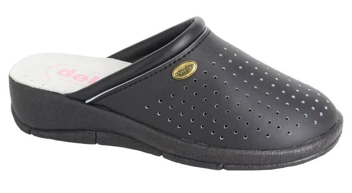 Womens Wide Fit DEK L706 Clogs in Black - Image 1