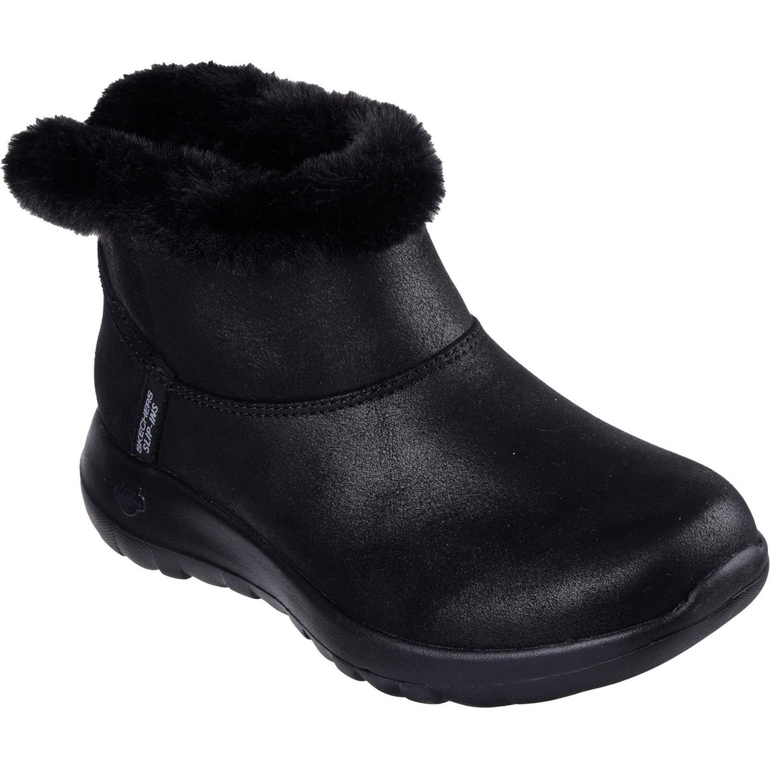 Women's Wide Fit Skechers 144800 Slip-ins On The Go Joy Cozy Dream Boots in Black - Image 3