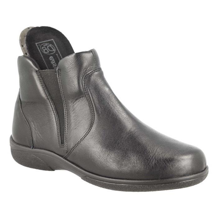 Women's Wide Fit DB Daylily Boots in Black Leather - Image 6