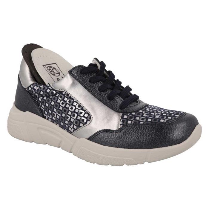 Women's Wide Fit DB Lauren Trainers in Navy / Silver / Leather / Multi - Image 1