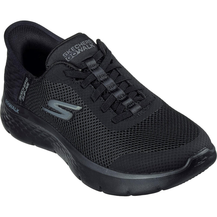 Women's Wide Fit Skechers 124836 Go Walk Flex Grand Entry Trainers in Black - Image 1