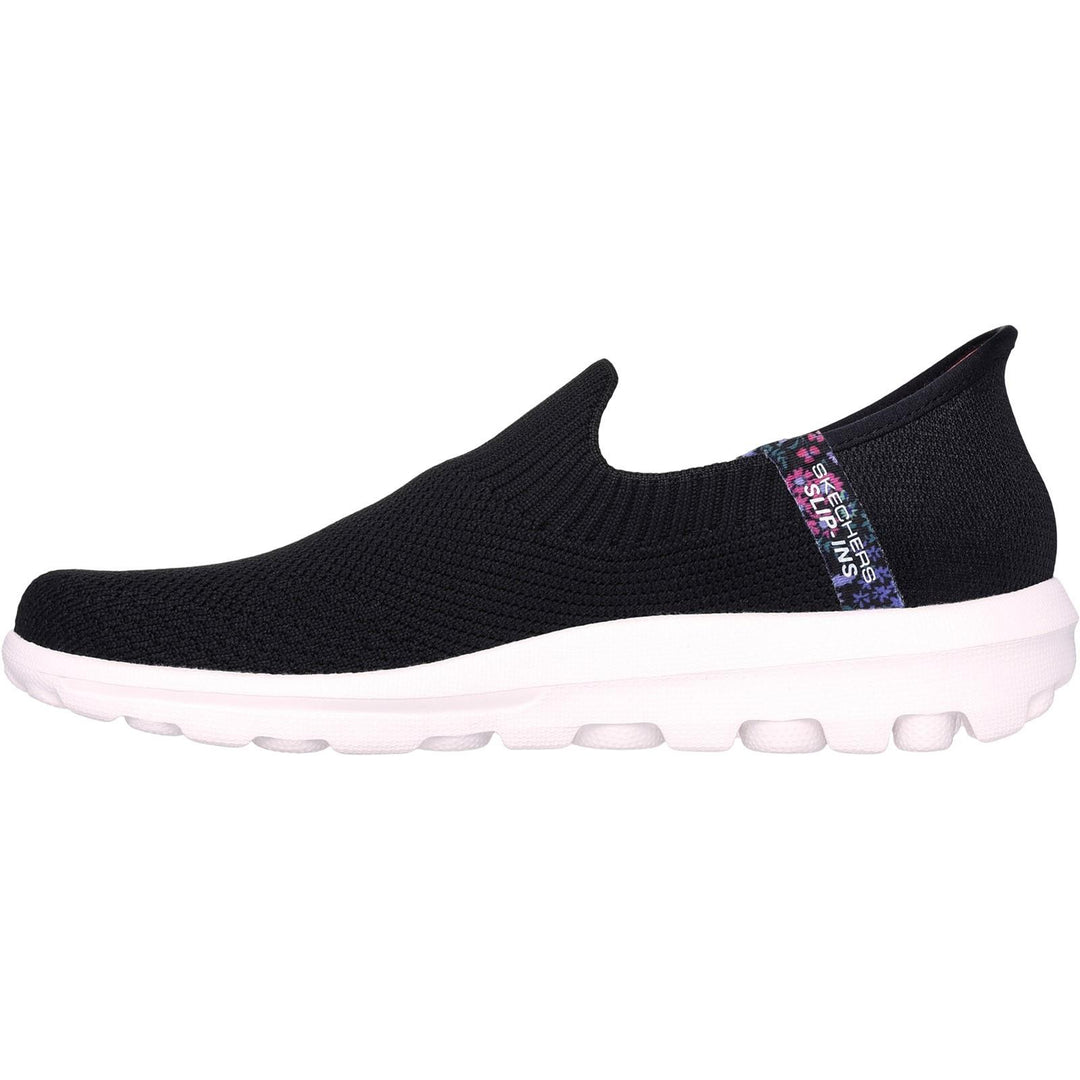 Women's Wide Fit Skechers 124799 Slip-ins Go Walk Travel Trainers in Black - Image 4