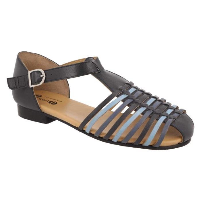 Women's Wide Fit DB Bella Sandals in Black Leather - Image 1