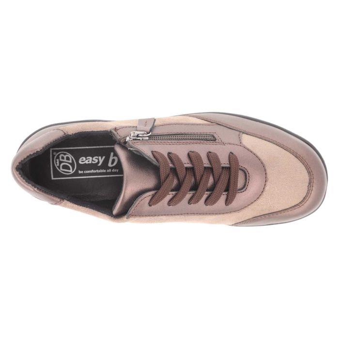 Women's Wide Fit DB Wayfaring Trainers in Brown Leather / Taupe Stretch - Image 1