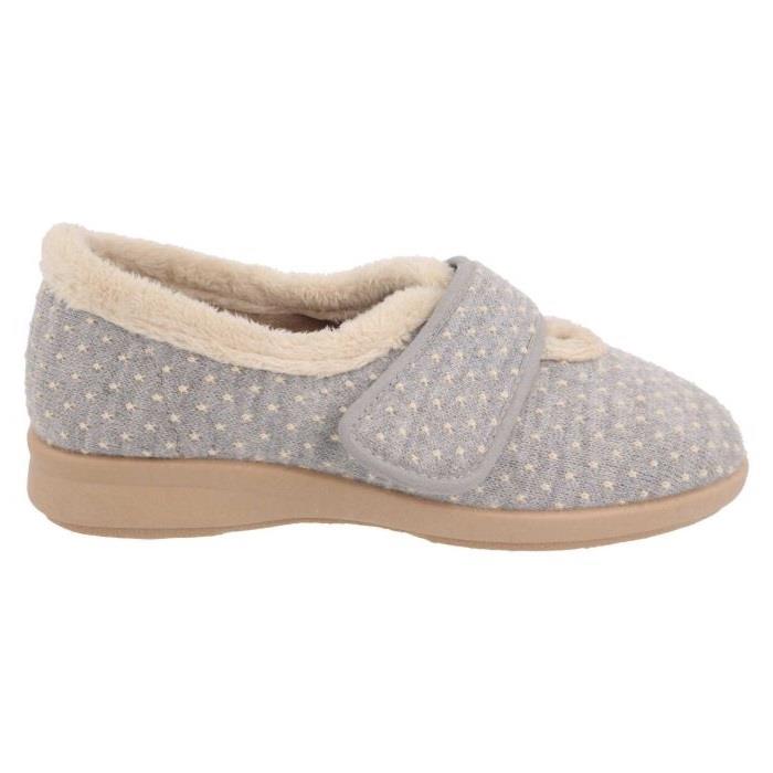 Women's Wide Fit DB Snowdrop Slippers in Rose Star Stitched Textile - Image 1