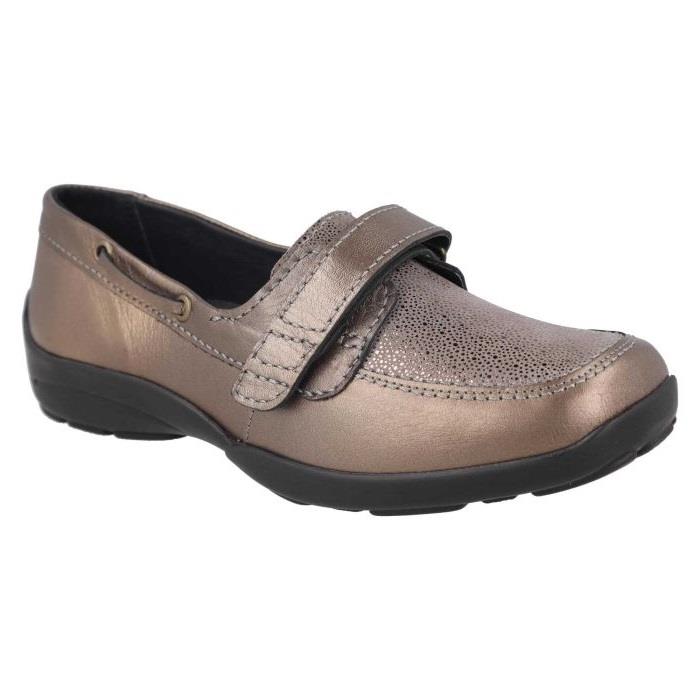 Women's Wide Fit DB Fiddle Shoes in Black Leather / Patent / Spot - Image 10