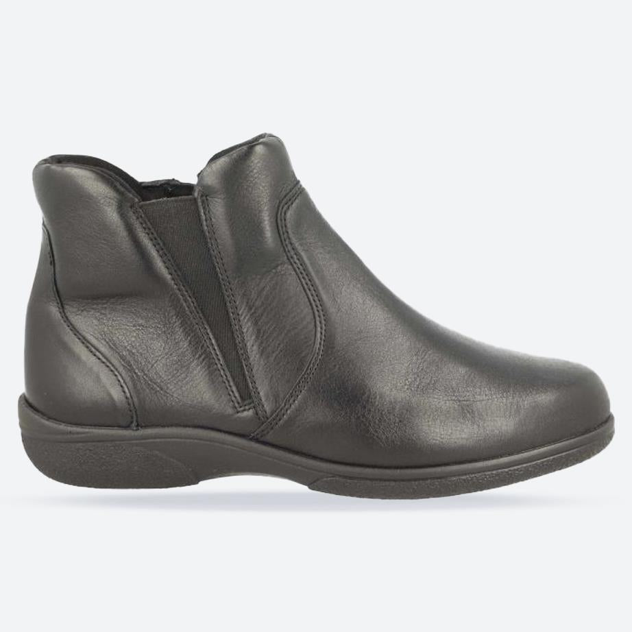 Women's Wide Fit DB Daylily Boots in Black Leather - Image 1