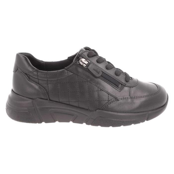 Women's Wide Fit DB Harebell Zip/Lace Shoes in Black Leather - Image 1