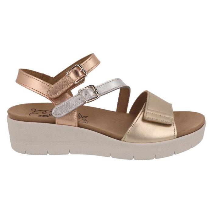 Women's Wide Fit DB Honor Sandals in Gold / Bronze / Silver Leather - Image 1