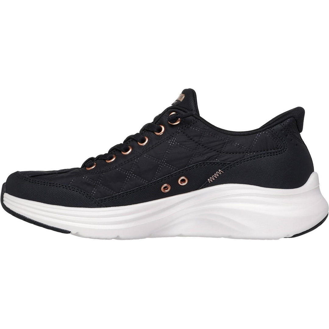 Women's Wide Fit Skechers 150413 Slip-ins Contour Foam Cozy Fit Golden Hour Trainers in Black/Rose Gold - Image 4