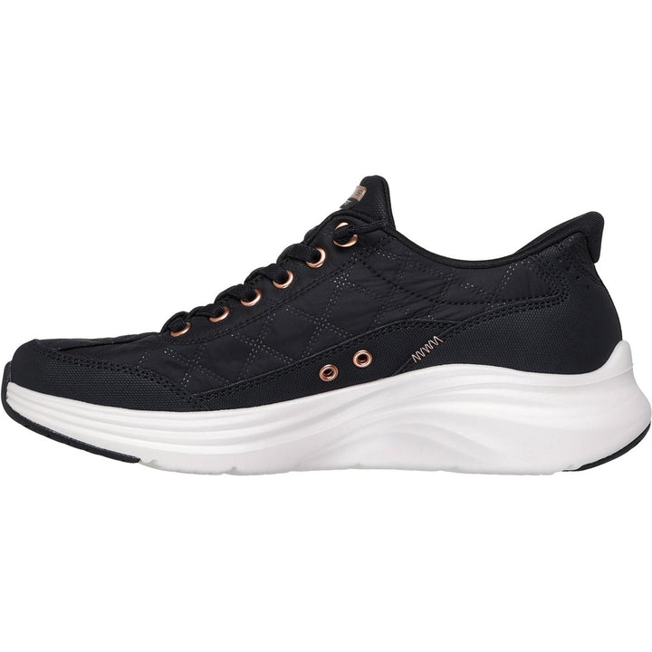 Women's Wide Fit Skechers 150413 Slip-ins Contour Foam Cozy Fit Golden Hour Trainers in Black/Rose Gold - Image 1