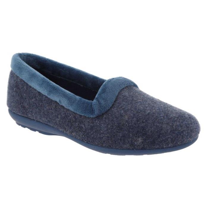 Women's Wide Fit DB Celia Slippers in Navy Felt - Image 3