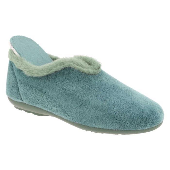 Women's Wide Fit DB Faye Slip on Slippers in Navy Velour - Image 16
