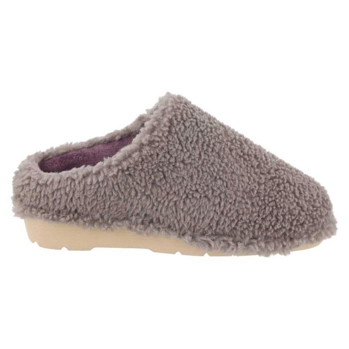 Women's Wide Fit DB Tatum Mule Slippers in Grey Fleece - Image 1